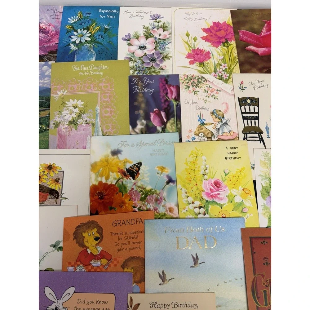 Vintage Birthday Cards Some Fronts ONLY Scrapbooking Crafts Decoupage Lot of 50+